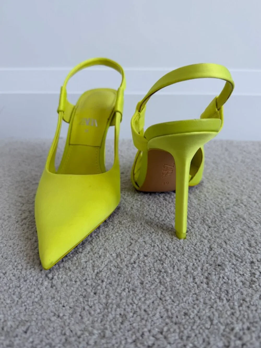 Zara Neon Pointed Toe Slingback Heels - Picture 2 of 5